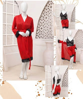 Women's Luxury Silk Nightwear Set With Black Lace – 3 Piece Robe & Slip Dress SKU R-011 Free Siz