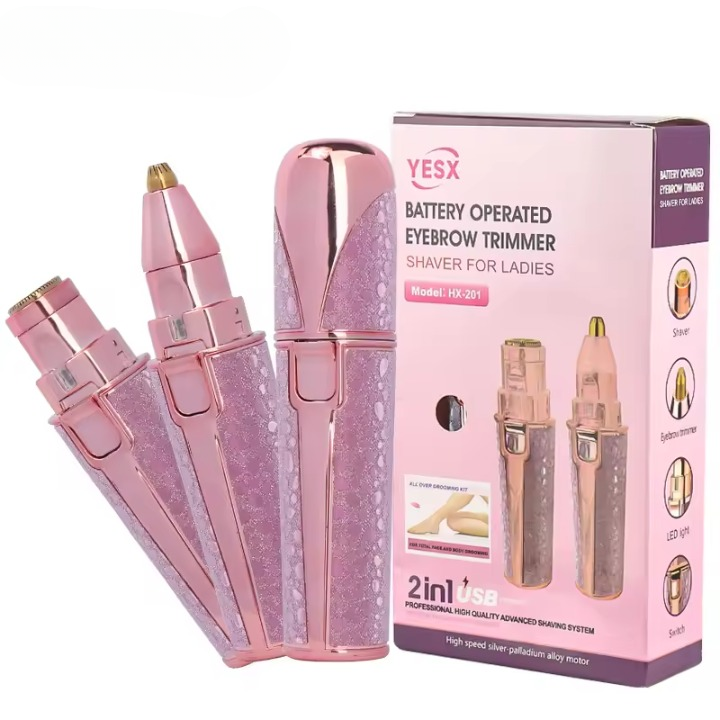 YESX HX-201 2-in-1 Eyebrow Trimmer & Facial Hair Shaver | Battery-Operated Portable Grooming Tool