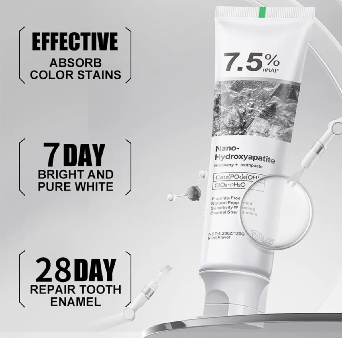 Nano Hydroxyapatite Toothpaste 7.5% nHAP | Enamel Care, Gentle Whitening & Daily Oral Care | 80g